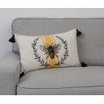 Throw Pillows| allen + roth Brenna bee 12-in x 20-in Natural Mimosa Faux Linen Indoor Decorative Pillow - ZI54207