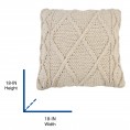 Throw Pillows| allen + roth Cable Knit 18-in x 18-in Natural 100% Cotton Indoor Decorative Pillow - NM43250
