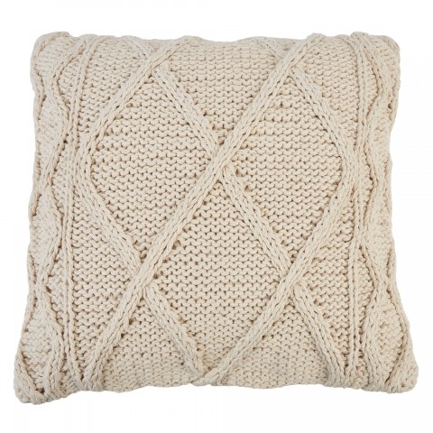 Throw Pillows| allen + roth Cable Knit 18-in x 18-in Natural 100% Cotton Indoor Decorative Pillow - NM43250