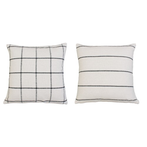 Throw Pillows| allen + roth Joann 20-in x 20-in Black Ink and Off White Faux Linen Indoor Decorative Pillow - CA32024