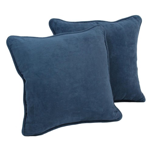 Throw Pillows| Blazing Needles 2-Piece 18-in x 18-in Indigo Microsuede Fabric (100-percent Polyester) Indoor Decorative Pillow - BU22170