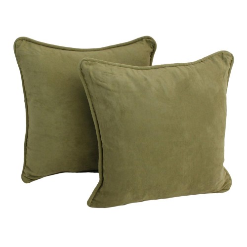 Throw Pillows| Blazing Needles 2-Piece 18-in x 18-in Sage Green Microsuede Fabric (100-percent Polyester) Indoor Decorative Pillow - US54189