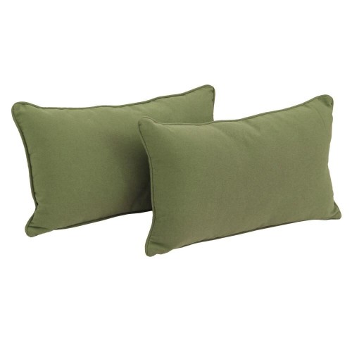 Throw Pillows| Blazing Needles 2-Piece 20-in x 12-in Sage Twill Fabric Indoor Decorative Pillow - QV01570