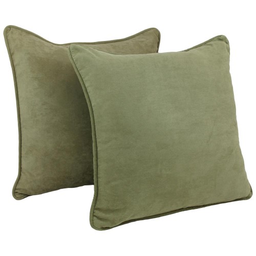 Throw Pillows| Blazing Needles 2-Piece 25-in x 25-in Sage Green Microsuede Fabric (100-percent Polyester) Indoor Decorative Pillow - HA26165