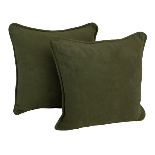 Throw Pillows| Blazing Needles 4-Piece 18-in x 18-in Hunter Green Microsuede Fabric (100-percent Polyester) Indoor Decorative Pillow - BB48417