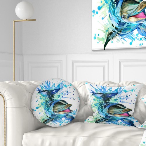 Throw Pillows| Designart 12-in x 20-in Blue Polyester Indoor Decorative Pillow - BA07691