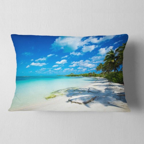 Throw Pillows| Designart 12-in x 20-in Blue Polyester Indoor Decorative Pillow - WB09189