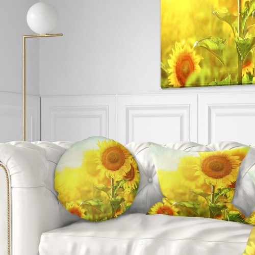 Throw Pillows| Designart 12-in x 20-in Yellow Polyester Indoor Decorative Pillow - YO09678