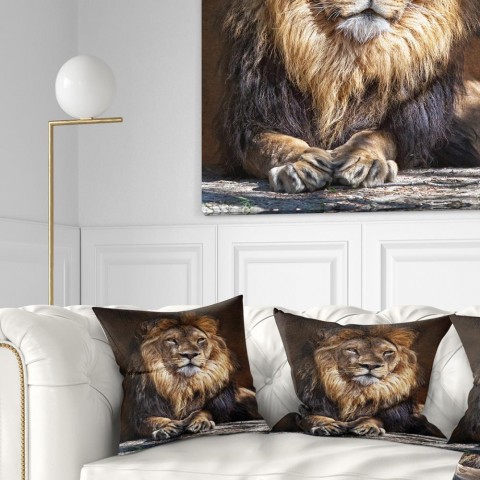 Throw Pillows| Designart 16-in x 16-in Brown Polyester Indoor Decorative Pillow - LK24622
