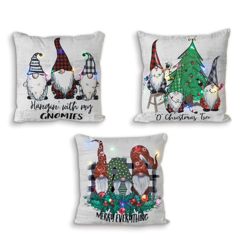 Throw Pillows| Gerson International Gnome Pillows 2-Piece 16-in x 16-in Multicolor Cotton Indoor Decorative Pillow - QN47716