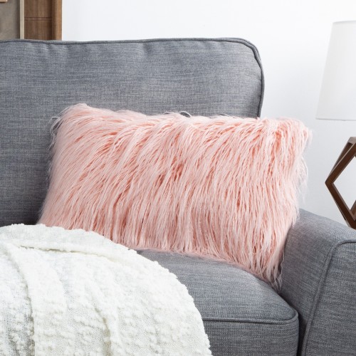 Throw Pillows| Hastings Home Pillows 12-in x 20-in Pink Polyester and Polyacrylic Indoor Decorative Pillow - HX67521
