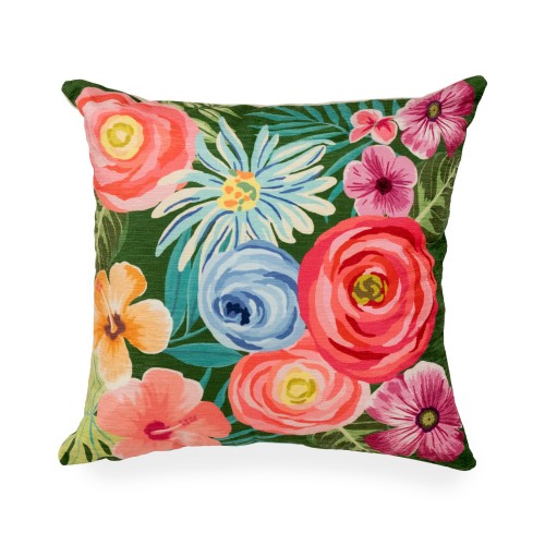 Throw Pillows| Liora Manne Illusions 18-in x 18-in Green Flower Garden Indoor Decorative Pillow - UT92504
