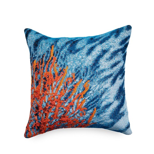 Throw Pillows| Liora Manne Marina 18-in x 18-in Ocean Coral Indoor Decorative Pillow - HJ12114