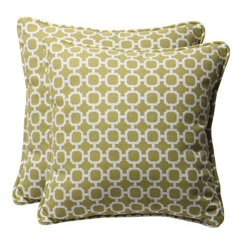Throw Pillows| Pillow Perfect 2-Piece 18-1/2-in x 18-1/2-in Green, White Polyester Indoor Decorative Pillow - TQ75046