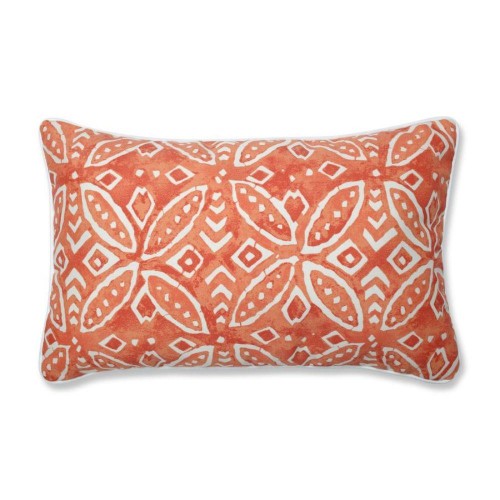 Throw Pillows| Pillow Perfect Merida Pimento 2-Piece 11-1/2-in x 18-1/2-in Orange Cotton Indoor Decorative Pillow - KW45510