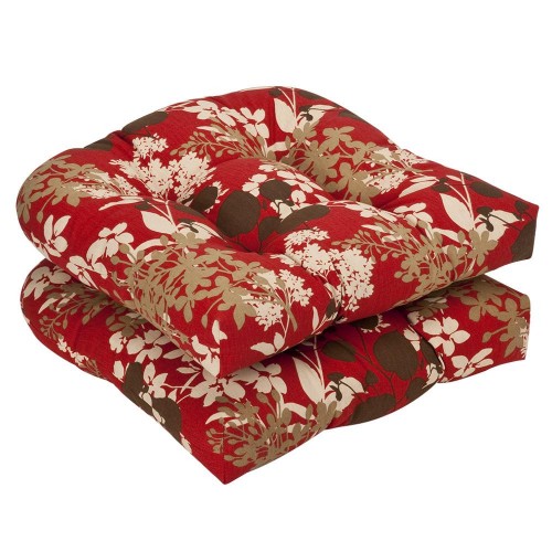 Throw Pillows| Pillow Perfect Montifleuri Sangria 2-Piece 19-in x 19-in Brown, Red 100% T-spun Polyester Indoor Decorative Pillow - TK01345