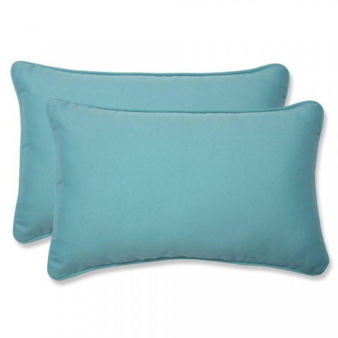 Throw Pillows| Pillow Perfect Sunburst Pool 2-Piece 11-1/2-in x 18-1/2-in Blue Cotton Indoor Decorative Pillow - XL59321