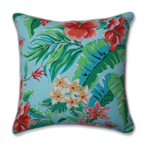Throw Pillows| Pillow Perfect Tropical Paradise 2-Piece 18-1/2-in x 18-1/2-in Blue Cotton Indoor Decorative Pillow - YS18987
