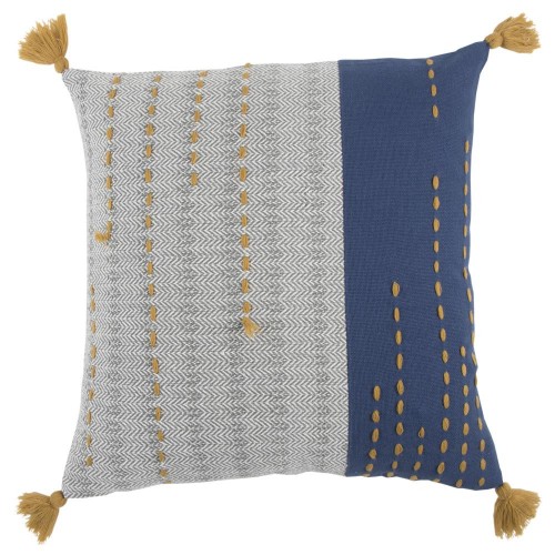 Throw Pillows| Rizzy Home Poly filled pillow 20-in x 20-in Gray/Blue 100% Cotton Indoor Decorative Pillow - NP90809