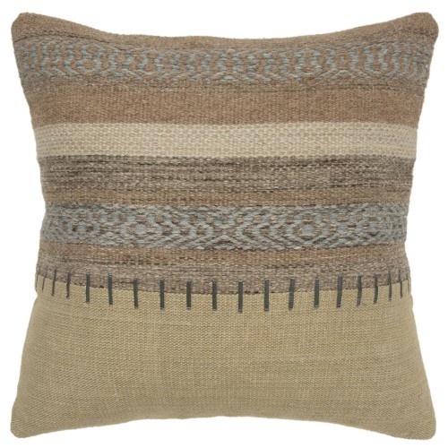 Throw Pillows| Rizzy Home Poly filled pillow 20-in x 20-in Natural 60% Cotton 40% Wool Indoor Decorative Pillow - SW94380