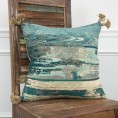 Throw Pillows| Rizzy Home Poly filled pillow 20-in x 20-in Teal/Natural 100% Cotton Indoor Decorative Pillow - UQ24409
