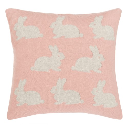 Throw Pillows| Safavieh Bunny Hop Knit 20-in x 20-in Blossom/Vanilla Gray 100% Cotton Indoor Decorative Pillow - NY13434