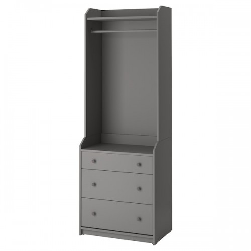 HAUGA Open wardrobe with 3 drawers