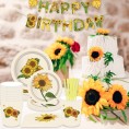 113PCS Sunflower Disposable Tableware DreamJ Sunflower Party Supplies with Sunflower Paper Plates Cups Napkins Straws Balloons More for Baby Shower Bridal Shower,Birthday Party Decoration Sunflower
