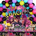 176 Pieces 80's Party Supplies Retro 1980s Theme Decorations Back to The 80s Backdrop Banner Funky Table Cover Tableware Balloons Sets for Hip Pop Birthday Party Bundle Serves 16 Guests