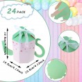 24 Sets Pink Tea Party Favor Box Teapot Paper Boxes Tea Time Party Supplies Decorative Teapot Plate Candy Boxes for Wedding Favors Bridal Tea Party Decorations with Ribbon for Baby Shower Birthday