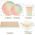250PCS Colorful Paper Party Supplies ENUOSUMA Disposable Paper Plates Tableware Set Include 50 Dinner Plates 50 Dessert Plates 50 Cups 50 Napkins 50 Straws For Birthday Christmas Party Graduation