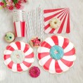 Abaodam Disposable Paper Plates Candy Party Supplies Lollipop Birthday Party Supplies Decorations Tableware Red