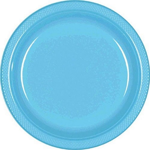 Amscan Party Tableware Plastic Plates 20 Ct. | 7" Caribbean Blue