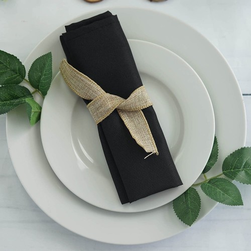 BalsaCircle 100 pcs 17-Inch Black Polyester Table Napkins Reusable Washable Wedding Party Dinner Linens Tableware Supplies