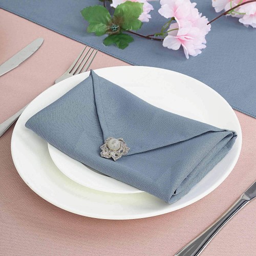 BalsaCircle 100 pcs 17-Inch Dusty Blue Polyester Table Napkins Reusable Washable Wedding Party Dinner Linens Tableware Supplies