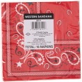 Beistle 16 Piece 2 Ply Bandana Disposable Paper Napkins for Western Theme Birthday Party Supplies Tableware 6.5" Red White Black