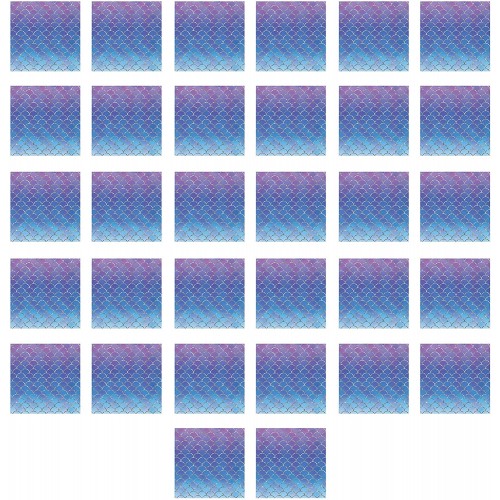 Beistle Mermaid Scales 2 Ply Paper Lunch Napkins 32 Piece Under The Sea Tableware Luau Party Supplies 6.75" x 6.75" Blue Purple Gold