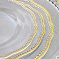 BZGWECD 175 Pieces of Disposable Party Tableware Transparent Golden Plastic Tray Set for Wedding Party Holiday Event Decoration Color : Gold Edge 175pcs