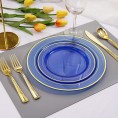 BZGWECD 50 Pcs Disposable Tableware Transparent Green Blue Plastic Tray with Golden Plastic Tableware Birthday Mixed Party Decorations Color : Green 50pcs