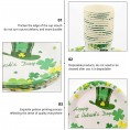 BZGWECD St. Patrick's Day Shamrock Irish Party Supplies Disposable Tableware Set Tablecloth Dinner Plate Birthday Tableware Decoration Color : 143pcs