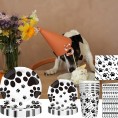 Dog Paw Prints Party Supplies Dog Disposable Tableware with Dog Paw Prints Plates Cups Napkins Serves 20 for Dog Puppy Birthday Theme Party Decorations