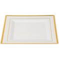 Elegant Square Plastic Plate Party Tableware 8 Pieces Made from Plastic White with Gold Trim 10" by Amscan White Gold