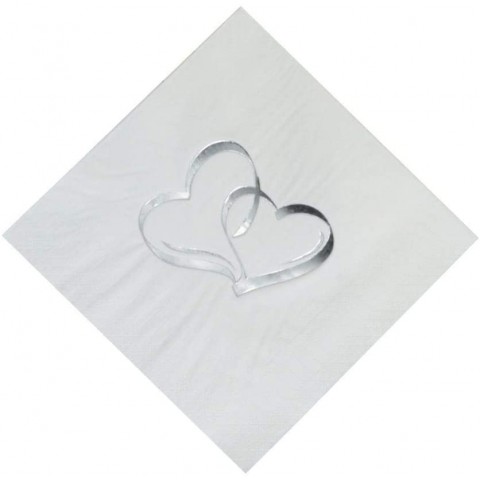 Fun Express Two Hearts Paper Luncheon Napkin 50pc for Wedding Party Supplies Print Tableware Print Napkins Wedding 50 Pieces