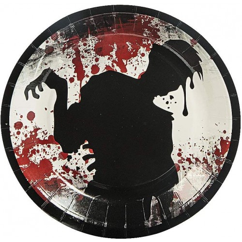 Fun Express Zombie Party Dessert Plates 8pc for Halloween Party Supplies Print Tableware Print Plates & Bowls Halloween 8 Pieces