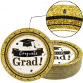Graduation Party Plates 9 Inches 72 ct White Black Gold Foil Big Dinner Plate Graduation Party Supply
