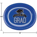 Graduation School Spirit Blue Oval Plates 24 ct