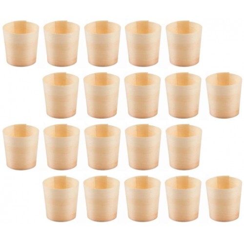 HEMOTON 20pcs 4. 5CM Disposable Wooden Cups Biodegradable Wood Mugs Drinks Cups Dessert Serving Cups Wedding Party Tablewares Set