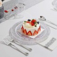 I00000 160pcs Silver Plastic Plates Silverware Silver Cups & Hand Napkins Includes: 40 Forks, 20 Spoons, 20 Knives, 20 Dinner Plates, 20 Dessert Plates, 20 Tumblers, 20 Towels