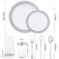 I00000 160pcs Silver Plastic Plates Silverware Silver Cups & Hand Napkins Includes: 40 Forks, 20 Spoons, 20 Knives, 20 Dinner Plates, 20 Dessert Plates, 20 Tumblers, 20 Towels