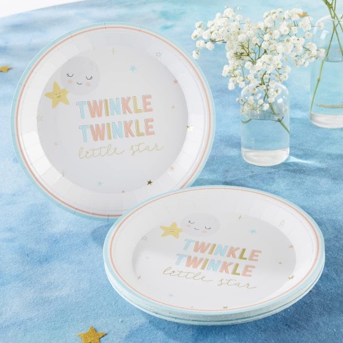 Kate Aspen Twinkle Twinkle 9 in. Premium Decorative Paper Plates | Party Supplies Set of 16 28574NA